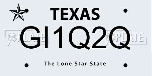 GI1Q2Q Texas License Plate