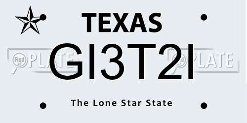 GI3T2I Texas License Plate