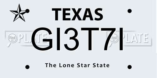 GI3T7I Texas License Plate