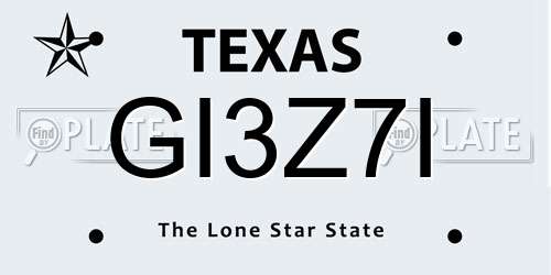 GI3Z7I Texas License Plate