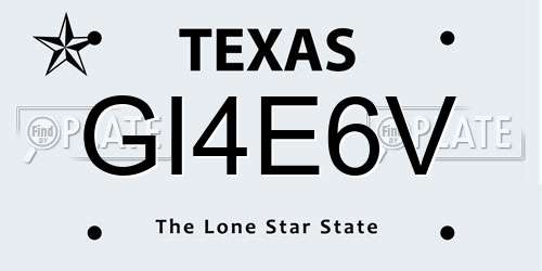 GI4E6V Texas License Plate