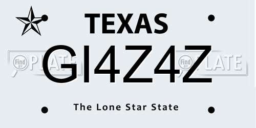 GI4Z4Z Texas License Plate