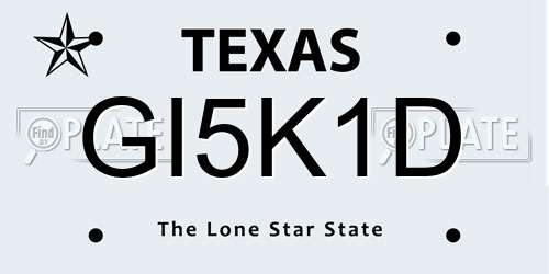GI5K1D Texas License Plate