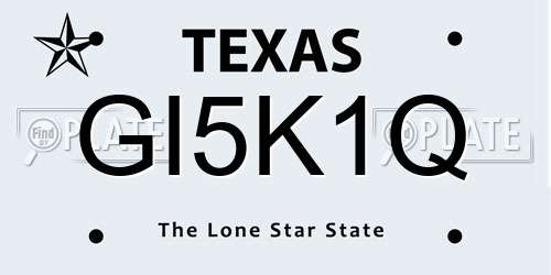 GI5K1Q Texas License Plate