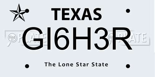 GI6H3R Texas License Plate