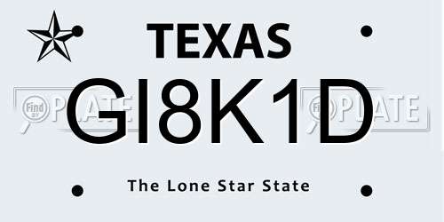 GI8K1D Texas License Plate