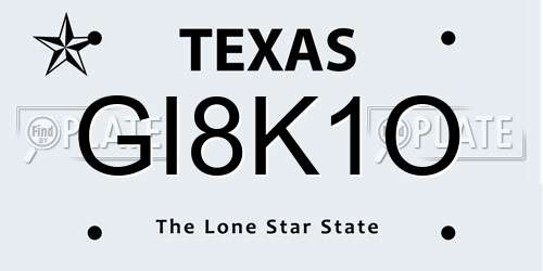 GI8K1O Texas License Plate