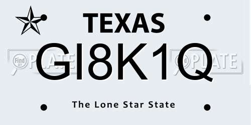GI8K1Q Texas License Plate