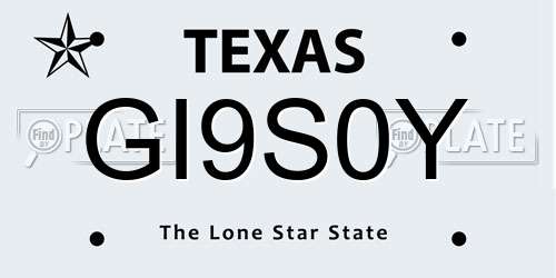 GI9S0Y Texas License Plate