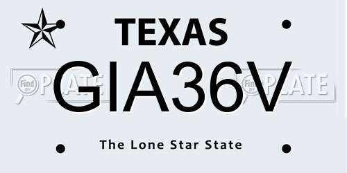 GIA36V Texas License Plate