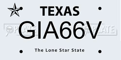 GIA66V Texas License Plate