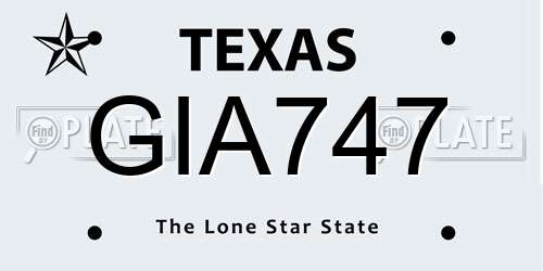 GIA747 Texas License Plate