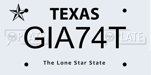 GIA74T Texas License Plate