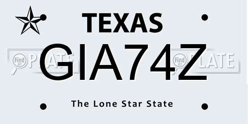 GIA74Z Texas License Plate