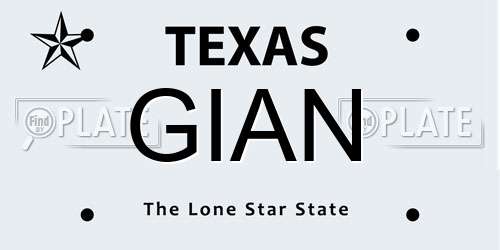 GIAN Texas License Plate