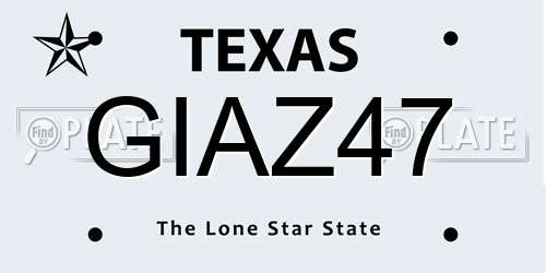 GIAZ47 Texas License Plate