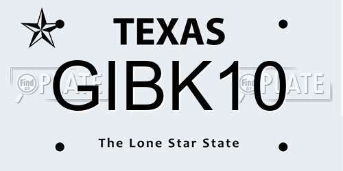 GIBK10 Texas License Plate