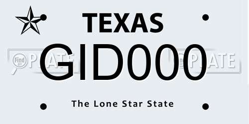 GID000 Texas License Plate