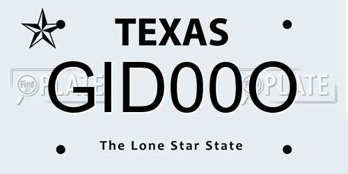 GID00O Texas License Plate