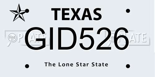 GID526 Texas License Plate