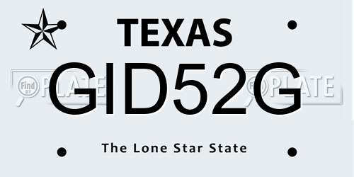 GID52G Texas License Plate