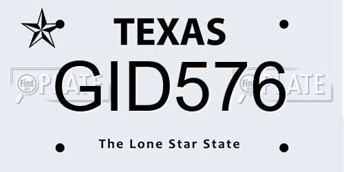 GID576 Texas License Plate