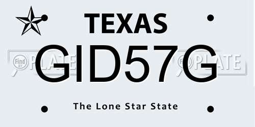 GID57G Texas License Plate