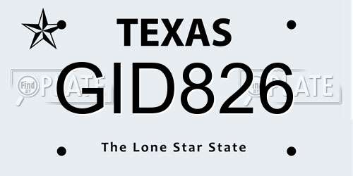 GID826 Texas License Plate