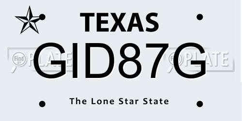 GID87G Texas License Plate