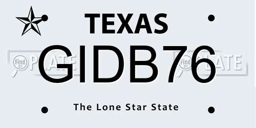GIDB76 Texas License Plate