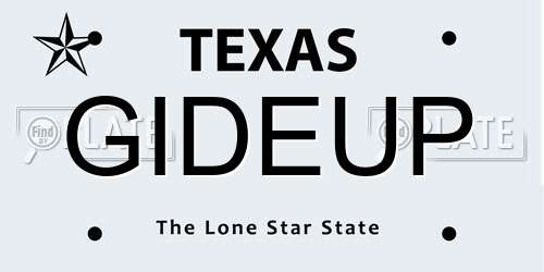 GIDEUP Texas License Plate