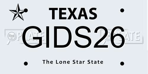 GIDS26 Texas License Plate