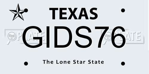 GIDS76 Texas License Plate