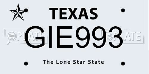 GIE993 Texas License Plate