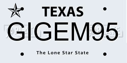 GIGEM95 Texas License Plate