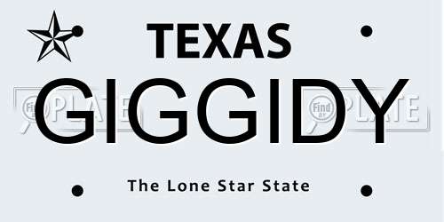 GIGGIDY Texas License Plate
