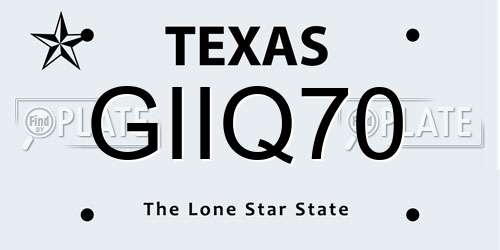 GIIQ70 Texas License Plate