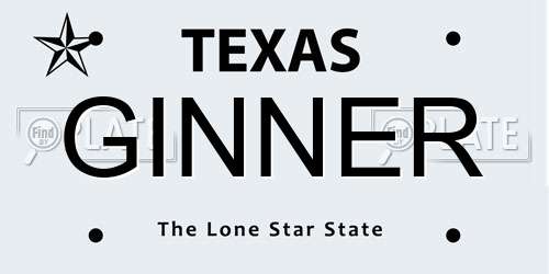 GINNER Texas License Plate