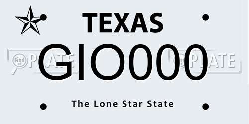 GIO000 Texas License Plate
