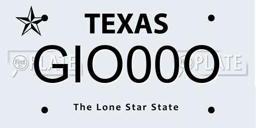 GIO00O Texas License Plate