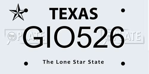 GIO526 Texas License Plate