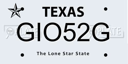 GIO52G Texas License Plate
