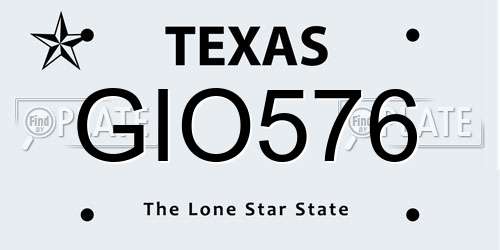 GIO576 Texas License Plate