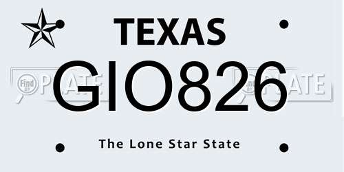 GIO826 Texas License Plate