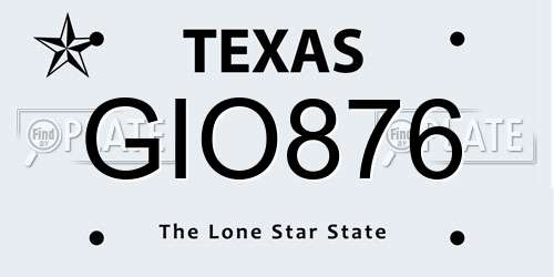 GIO876 Texas License Plate