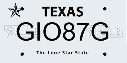 GIO87G Texas License Plate
