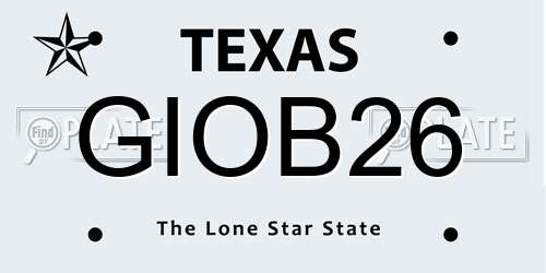 GIOB26 Texas License Plate