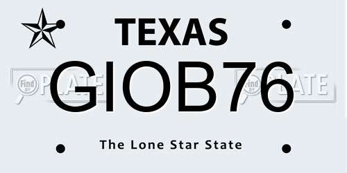 GIOB76 Texas License Plate