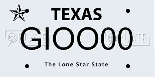 GIOO00 Texas License Plate