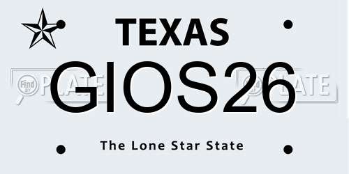 GIOS26 Texas License Plate